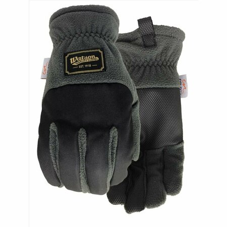 WATSON GLOVES L Polyester Fleece Navidad Grey/Black Cold Weather Gloves 9381-L